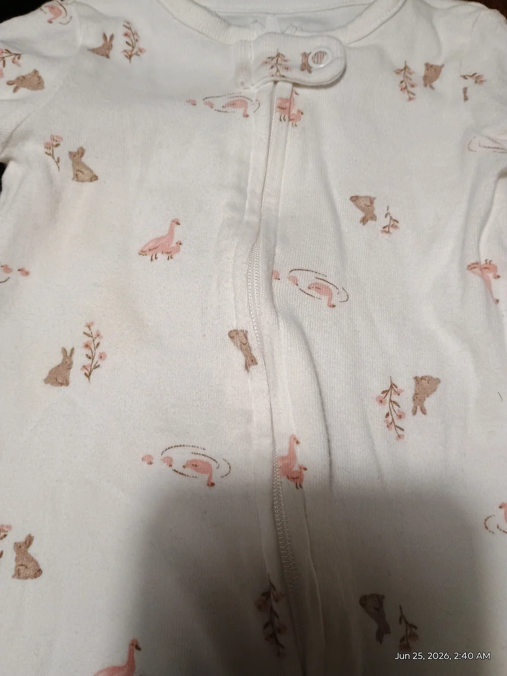 Carter's Pink Bunny Footed One-Piece And Animal Footed One Piece.